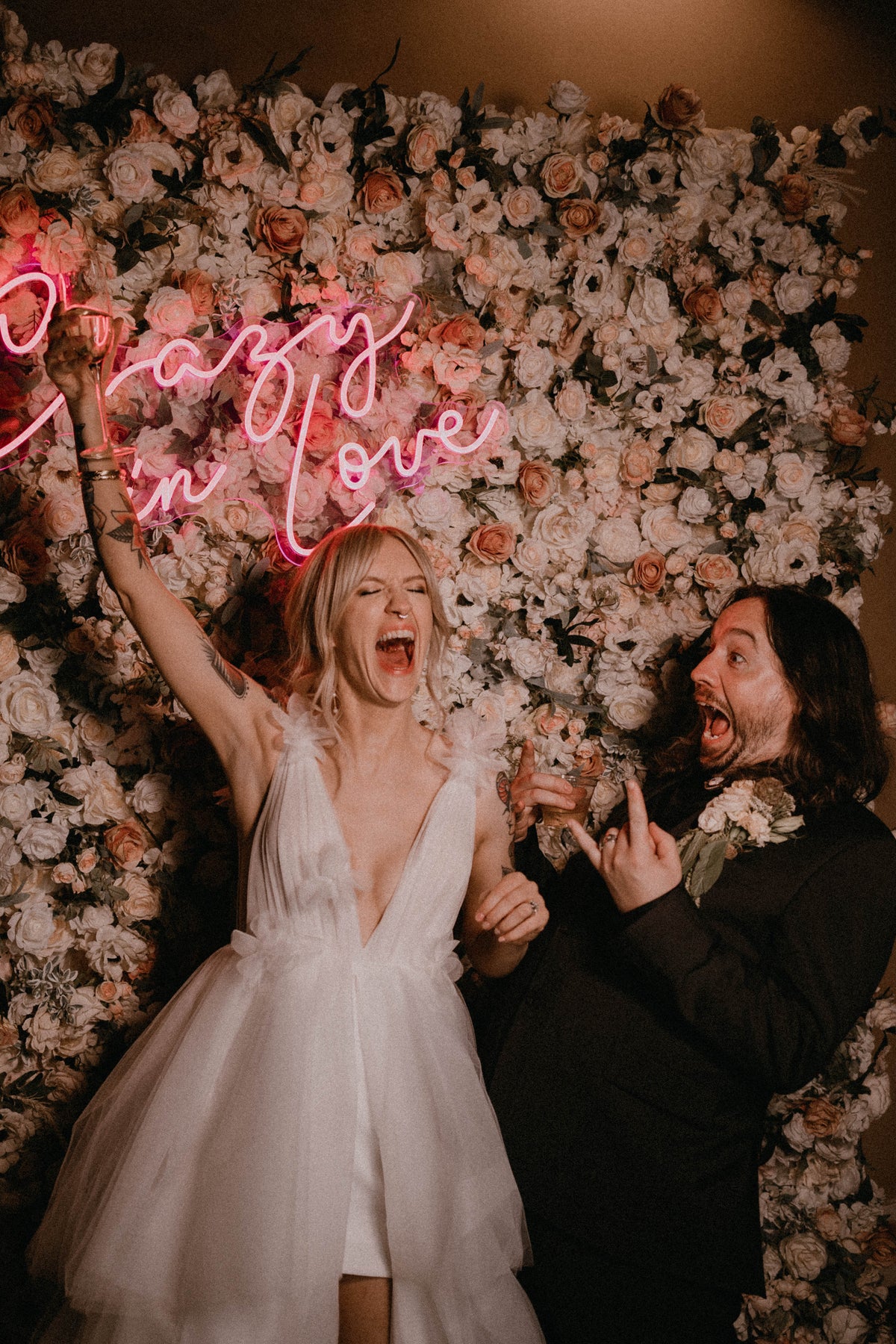 Newlyweds photographed at an Electric Photoland booth