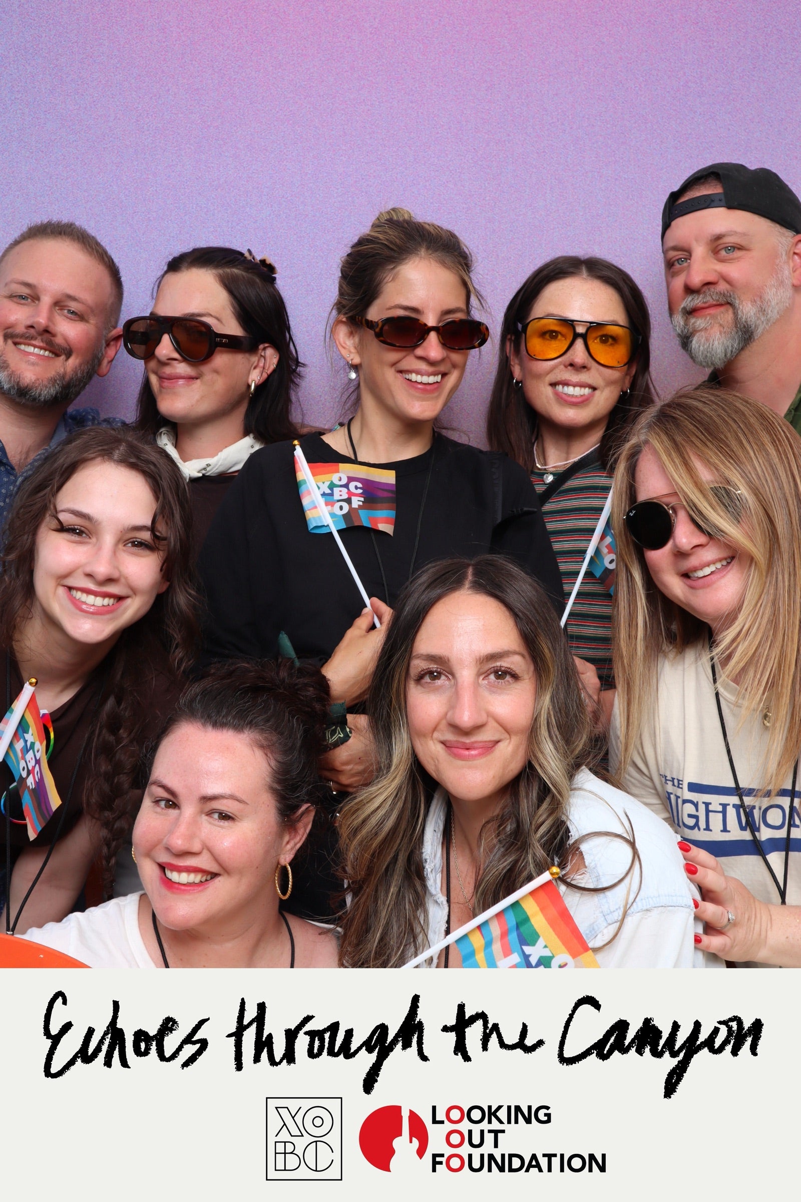 Group portrait from the XOBC Cellars Photo Booth at Echoes Through the Canyon at The Gorge